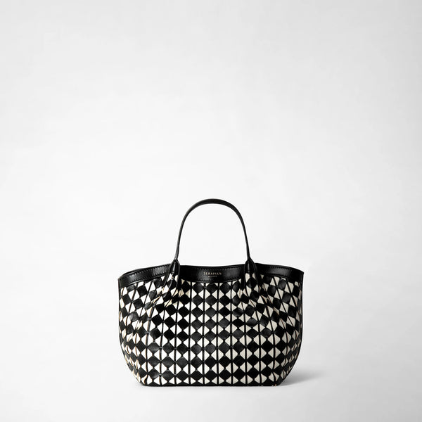 Mini secret bag in mosaico - black/off-white