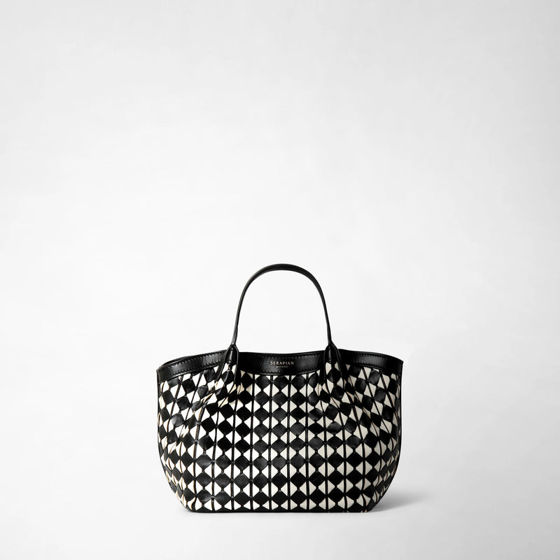 Mini secret bag in mosaico - black/off-white