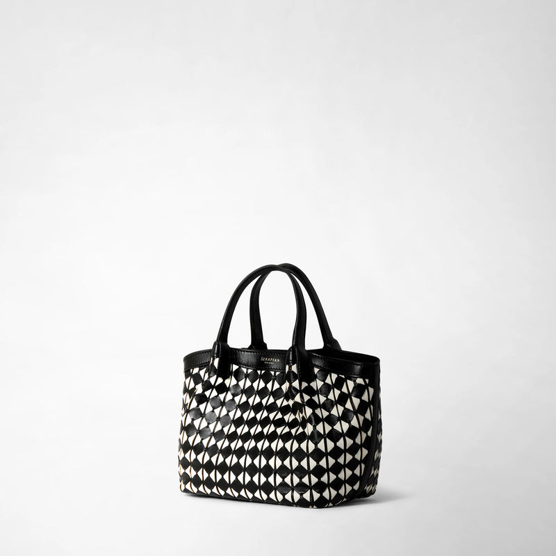 Mini secret bag in mosaico - black/off-white