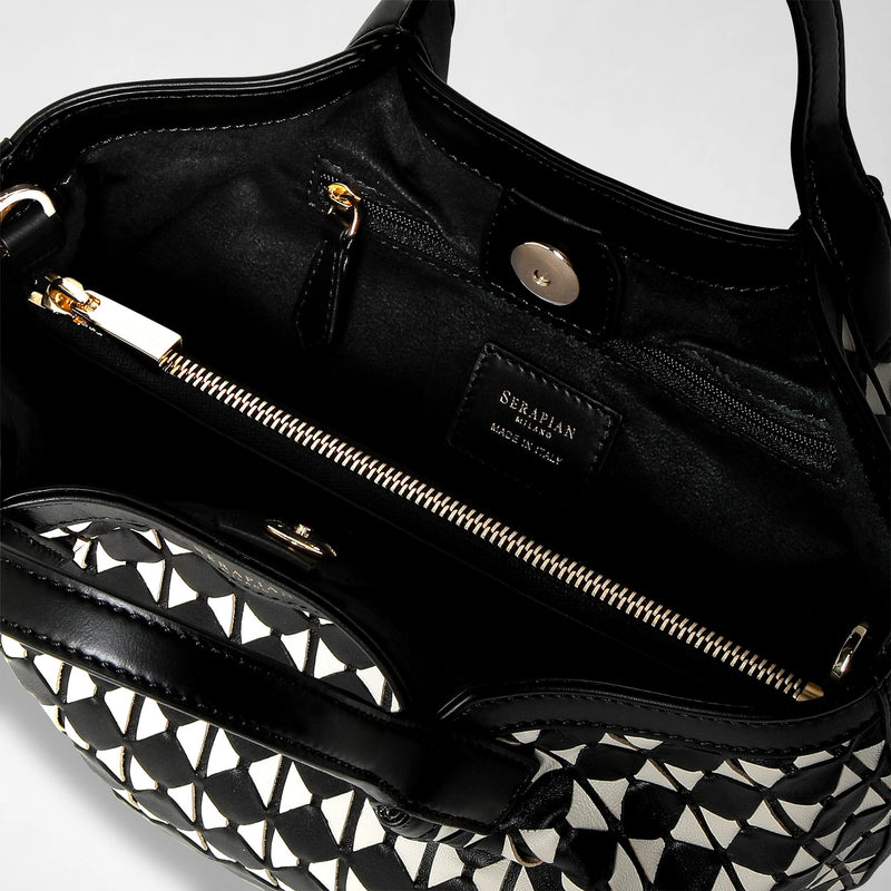 Mini secret bag in mosaico - black/off-white