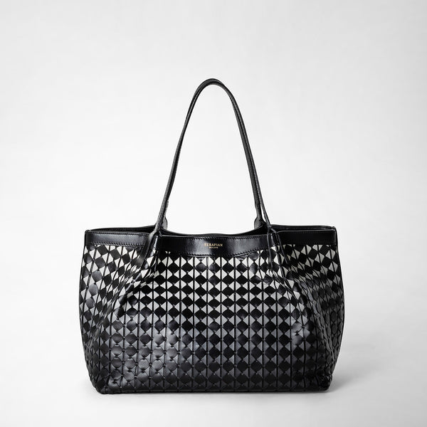 Small secret tote bag in mosaico - chiaroscuro