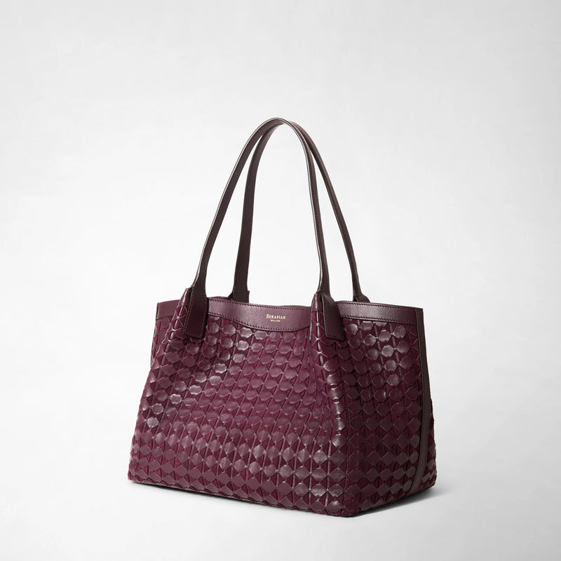 Small secret tote bag in mosaico - dark plum