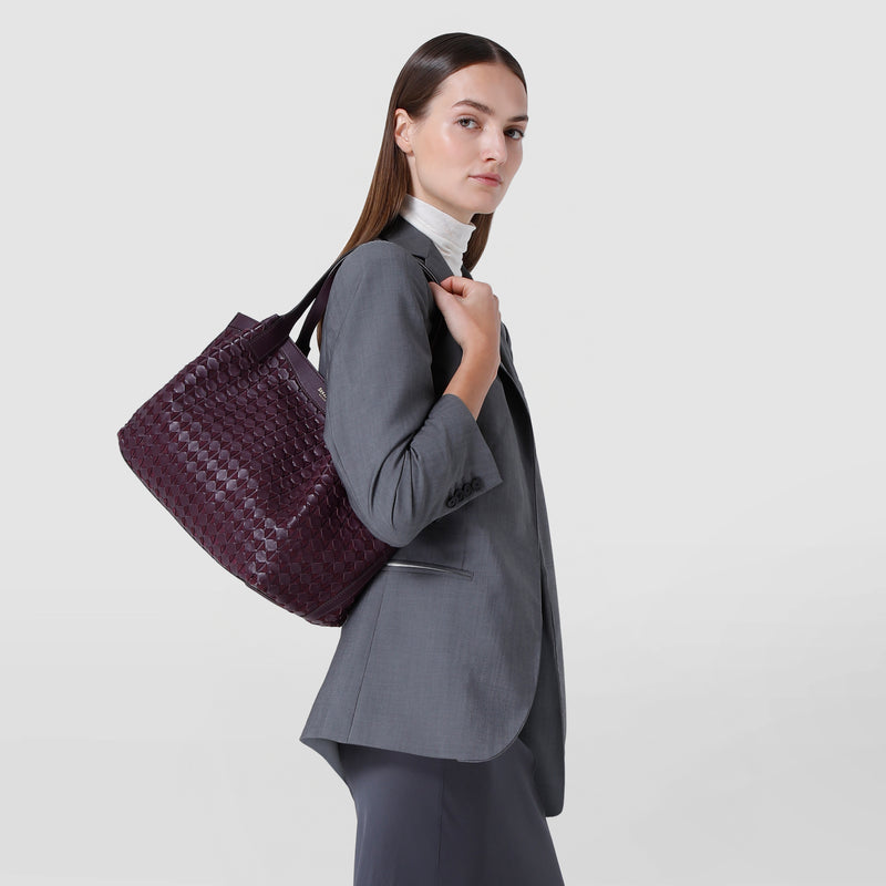 Small secret tote bag in mosaico - dark plum