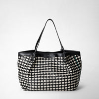SMALL SECRET TOTE BAG IN MOSAICO Black/Off-White