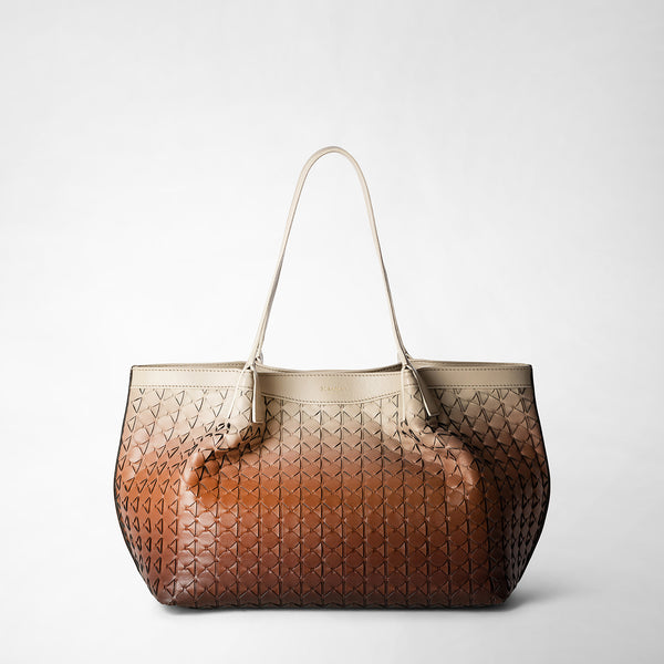 Small secret tote bag in mosaico - shaded brown