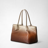 Small secret tote bag in mosaico - shaded brown