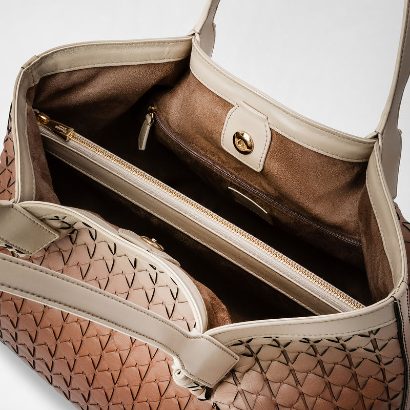 Small secret tote bag in mosaico - shaded brown