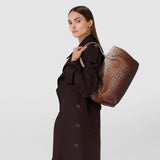 Small secret tote bag in mosaico - shaded brown