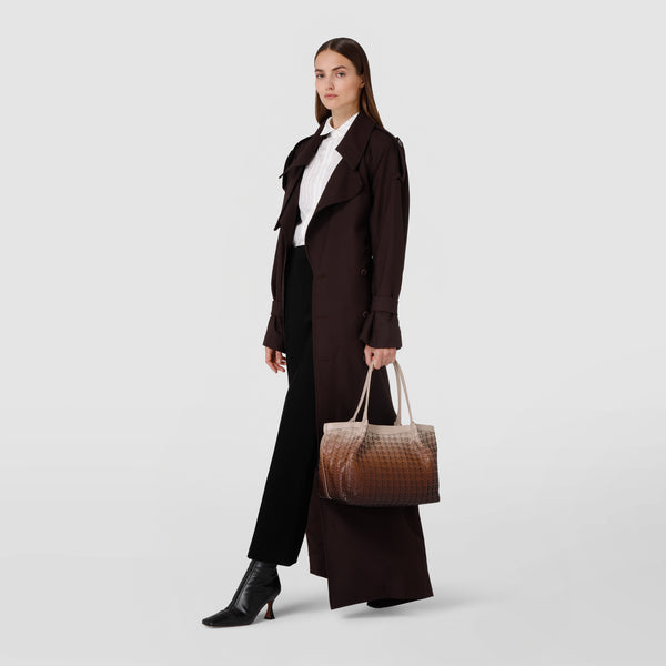 Small secret tote bag in mosaico - shaded brown