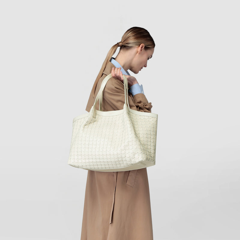 Secret tote bag in mosaico - off-white