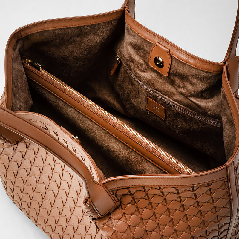 Secret tote bag in mosaico - tan