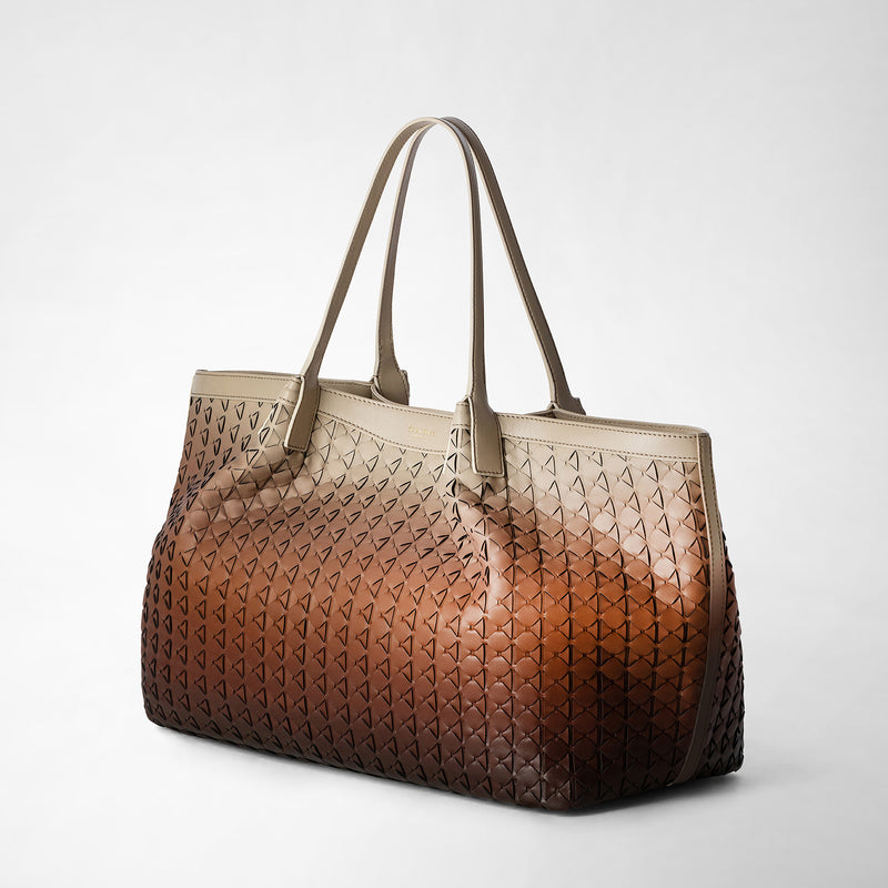 Secret tote bag in mosaico - shaded brown