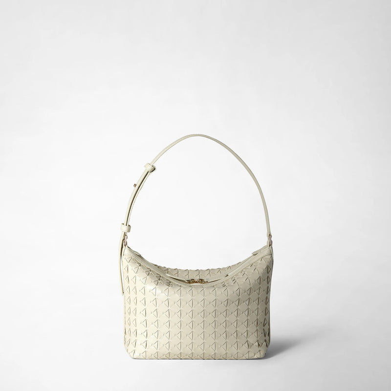 Small anì shoulder bag in mosaico - off-white