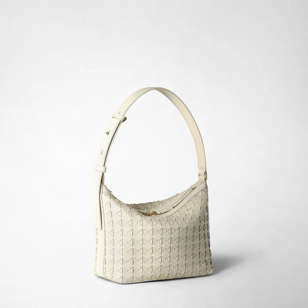 Small anì shoulder bag in mosaico - off-white