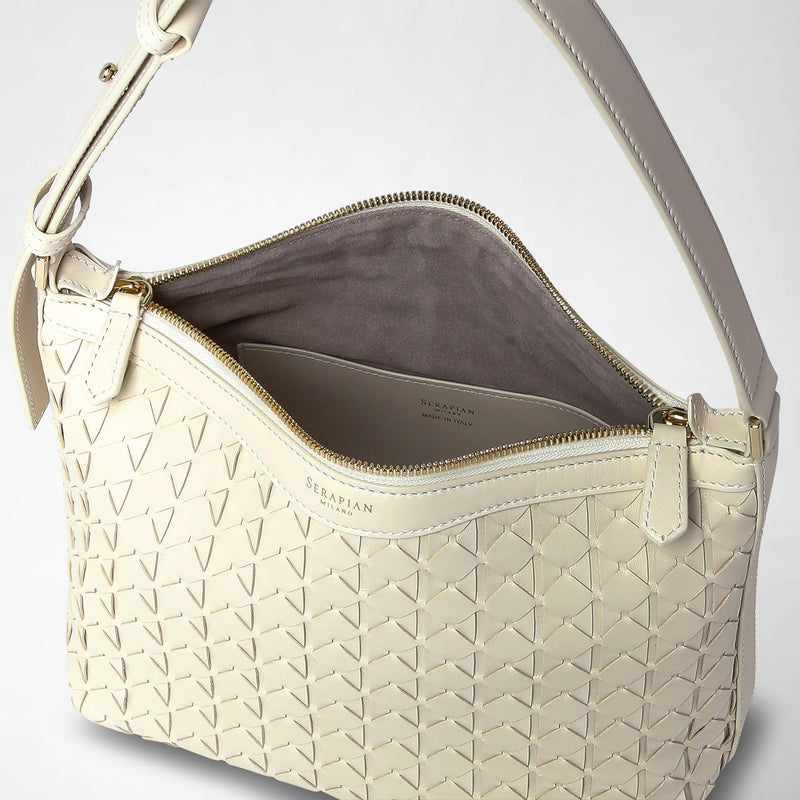 Small anì shoulder bag in mosaico - off-white