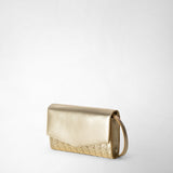 Clutch with shoulder strap in mosaico - light gold