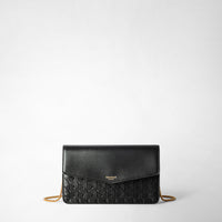 CLUTCH WITH CHAIN IN MOSAICO Black