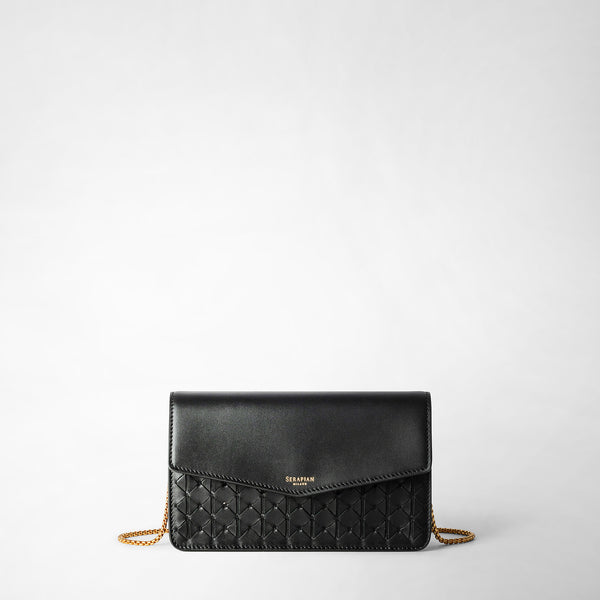 Clutch with chain in mosaico - black