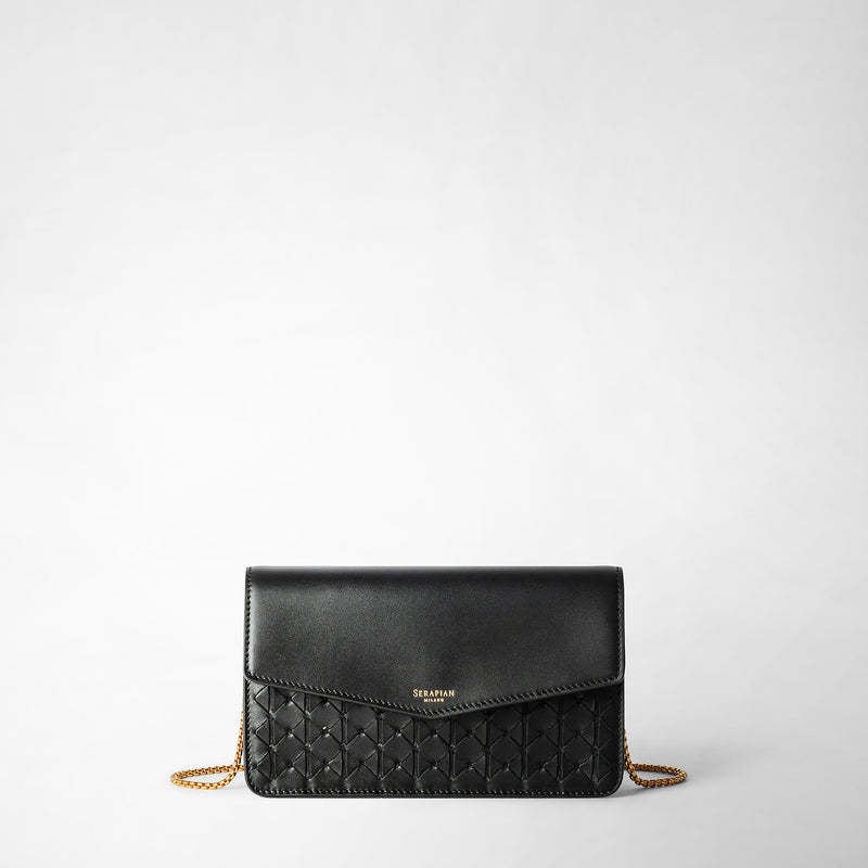 Clutch with chain in mosaico - black