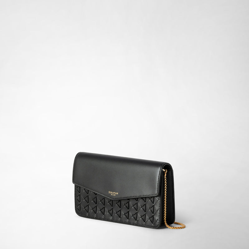 Clutch with chain in mosaico - black