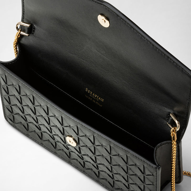 Clutch with chain in mosaico - black