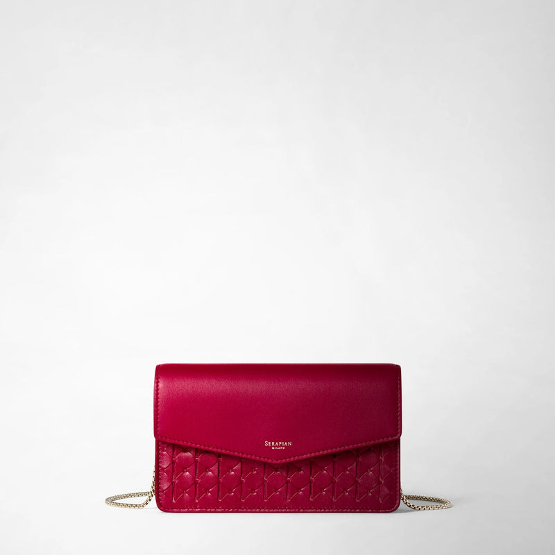 Clutch with chain in mosaico - lipstick