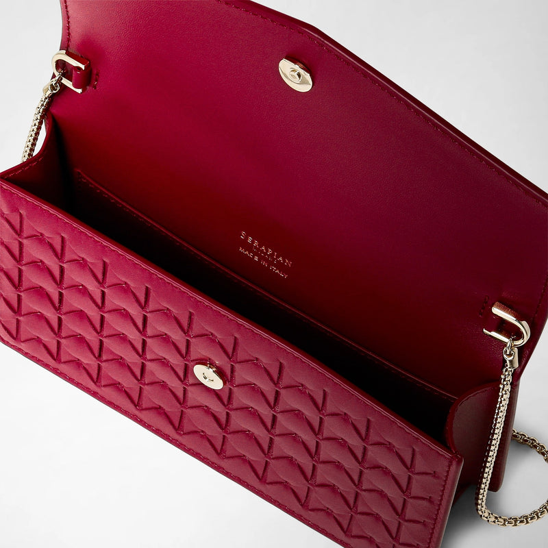 Clutch with chain in mosaico - lipstick