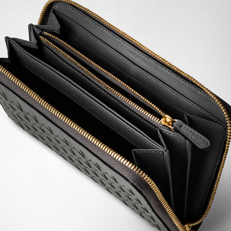 Zip-around wallet in mosaico - shadow