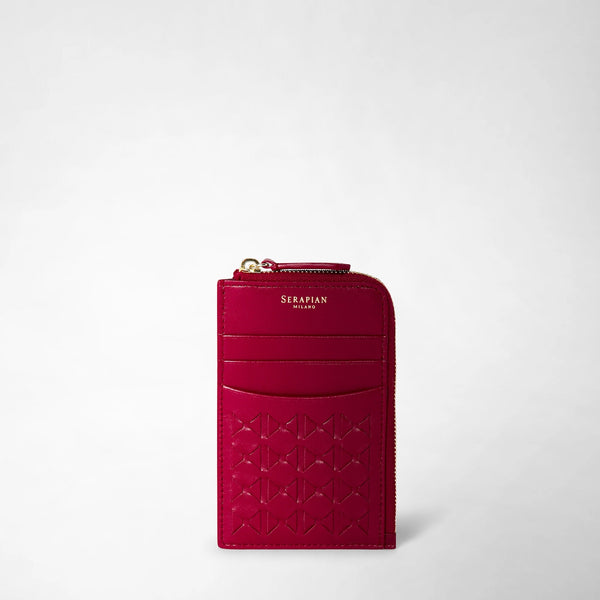 Zip card case in mosaico - lipstick