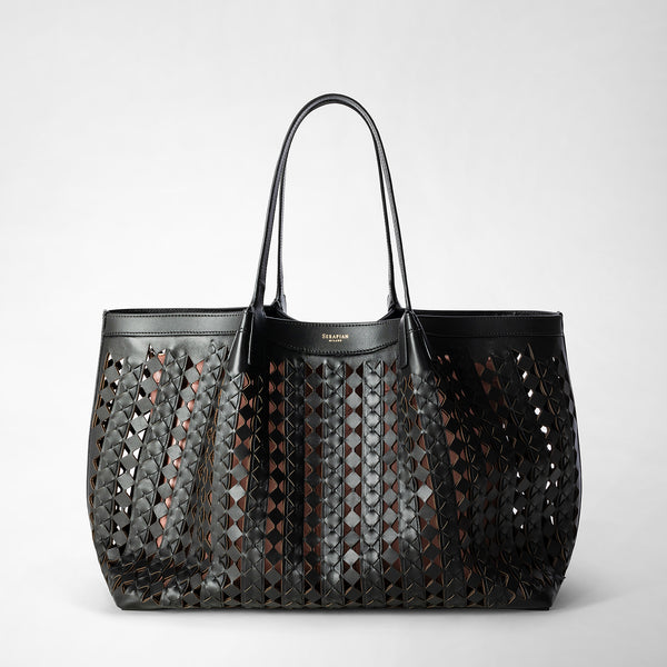 Secret tote bag in mosaico see through - black/blush
