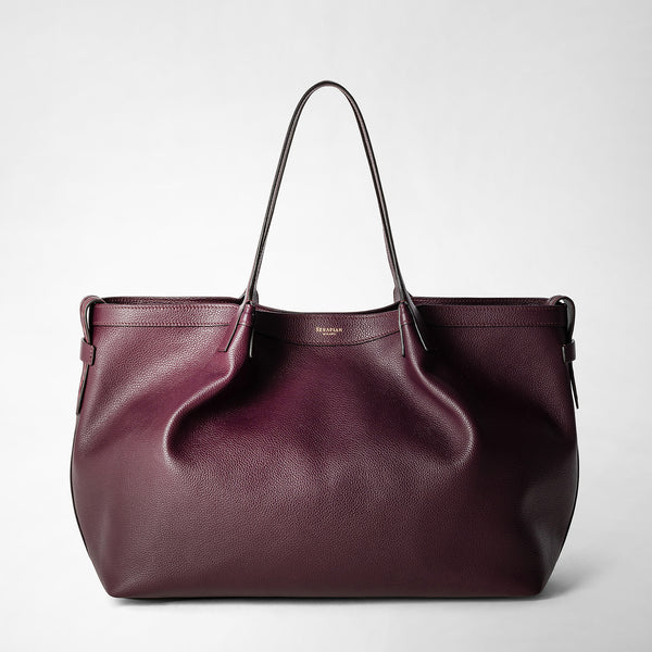 Tote bag secret in pelle rugiada - dark plum
