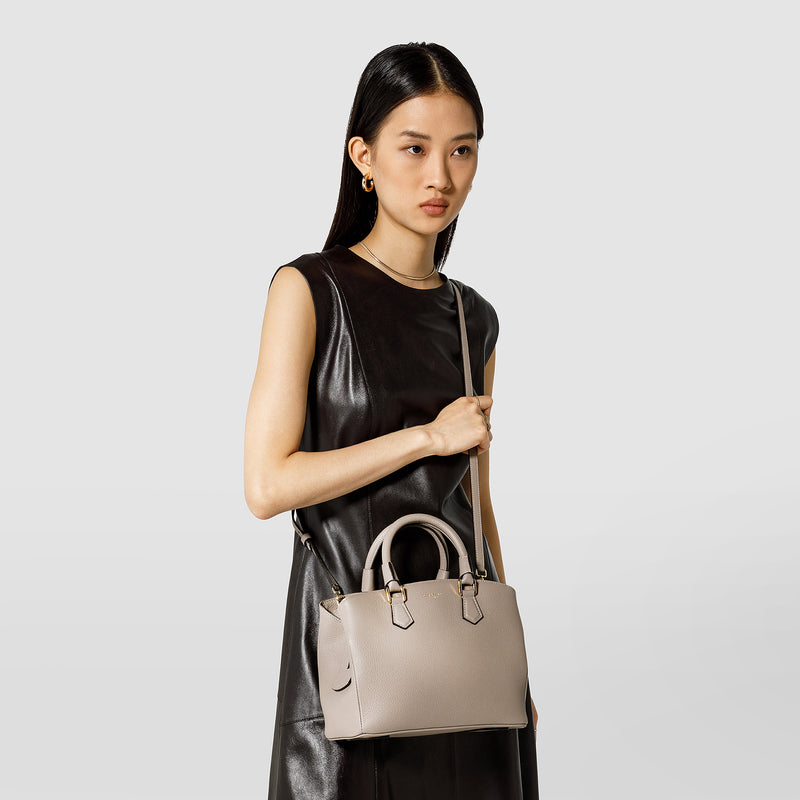 Small luna handbag in rugiada leather - sahara