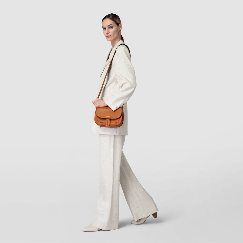 Borsa luna crossbody in pelle rugiada - cuoio