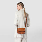Borsa luna crossbody in pelle rugiada - cuoio