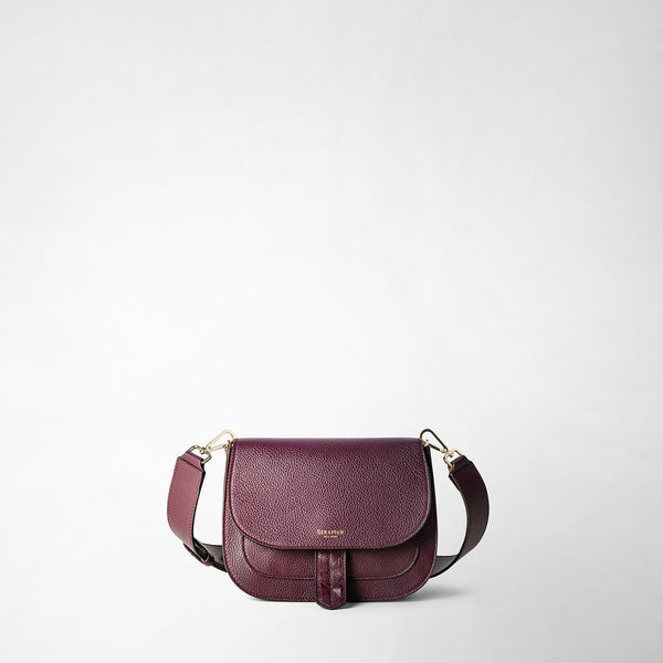 Luna crossbody bag in rugiada leather - dark plum