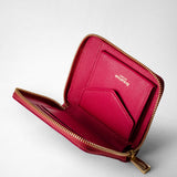 Mini zip around wallet in rugiada leather - petal