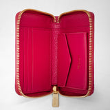 Mini zip around wallet in rugiada leather - petal