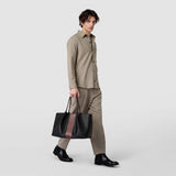 Secret tote bag in stepan 72 - black/cuoio