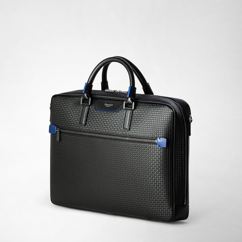 Slim briefcase in stepan - black/winter blue