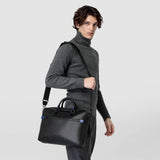 Slim briefcase in stepan - black/winter blue
