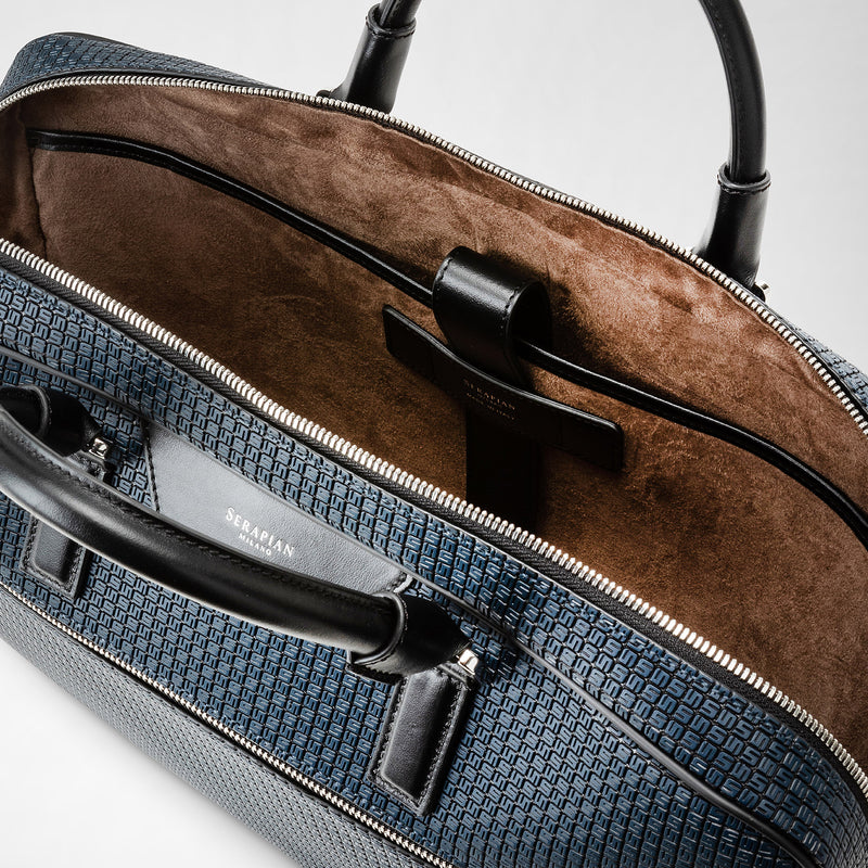 Slim briefcase in stepan - ocean blue/black