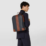 Backpack in stepan 72 - ocean blue/cuoio