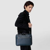 Extra slim briefcase in stepan - ocean blue/black