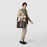 Slim briefcase in stepan 72 - black/cuoio