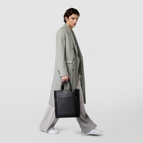 Vertical tote ban in stepan 72 - black/black/cuoio