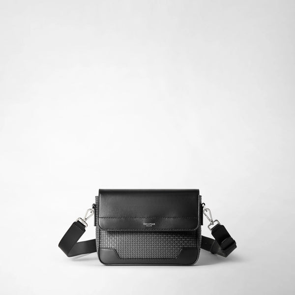 Flap crossbody bag in stepan - asphalt/black