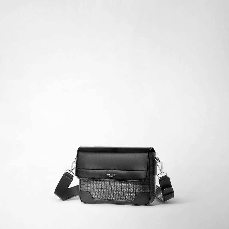 Flap crossbody bag in stepan - asphalt/black