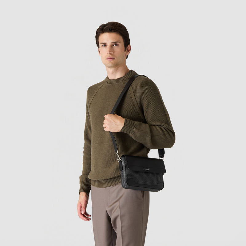 Flap crossbody bag in stepan - asphalt/black
