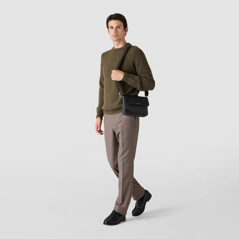 Flap crossbody bag in stepan - asphalt/black