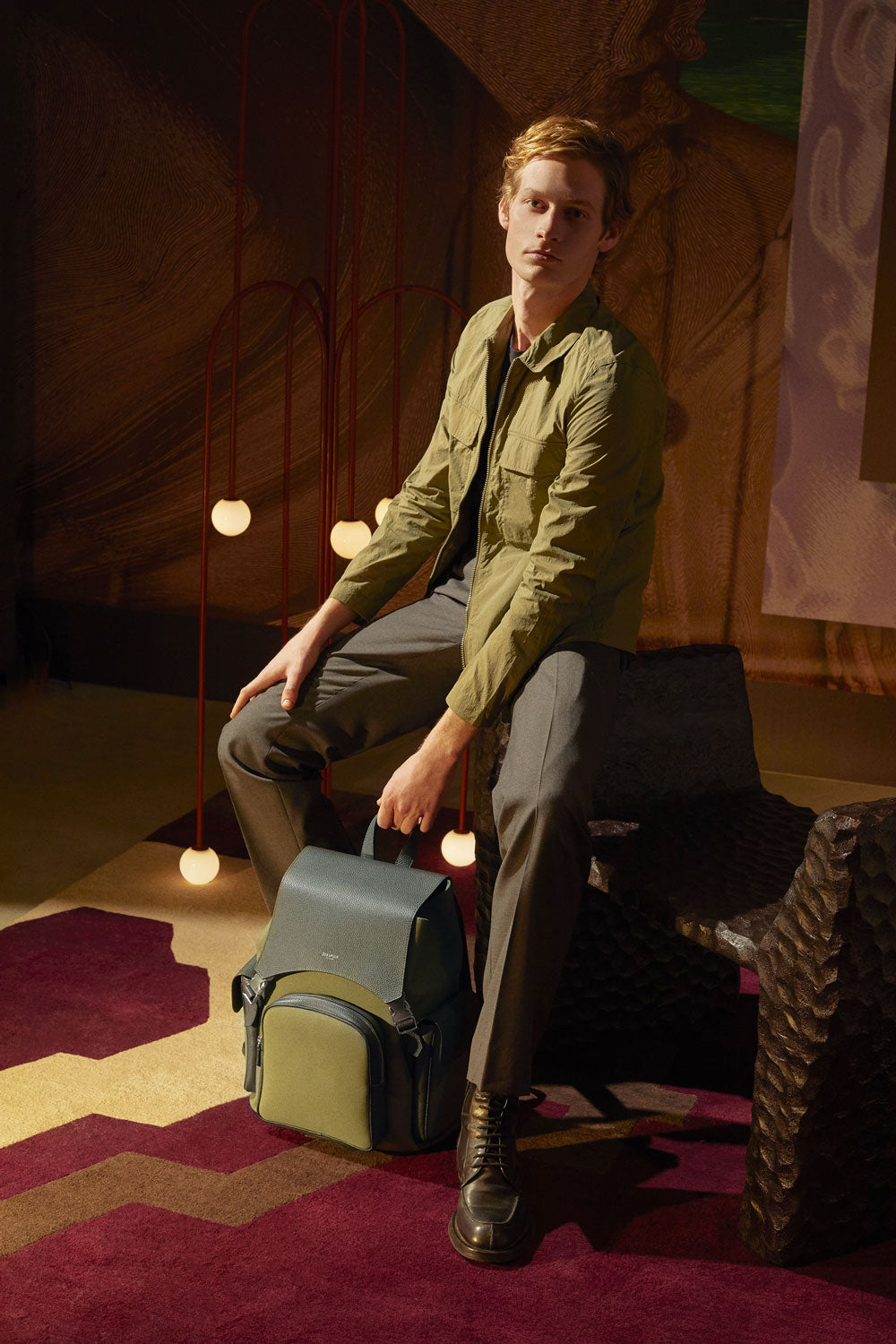 Backpack in Denim and Cachemire Leather -  Serapian
